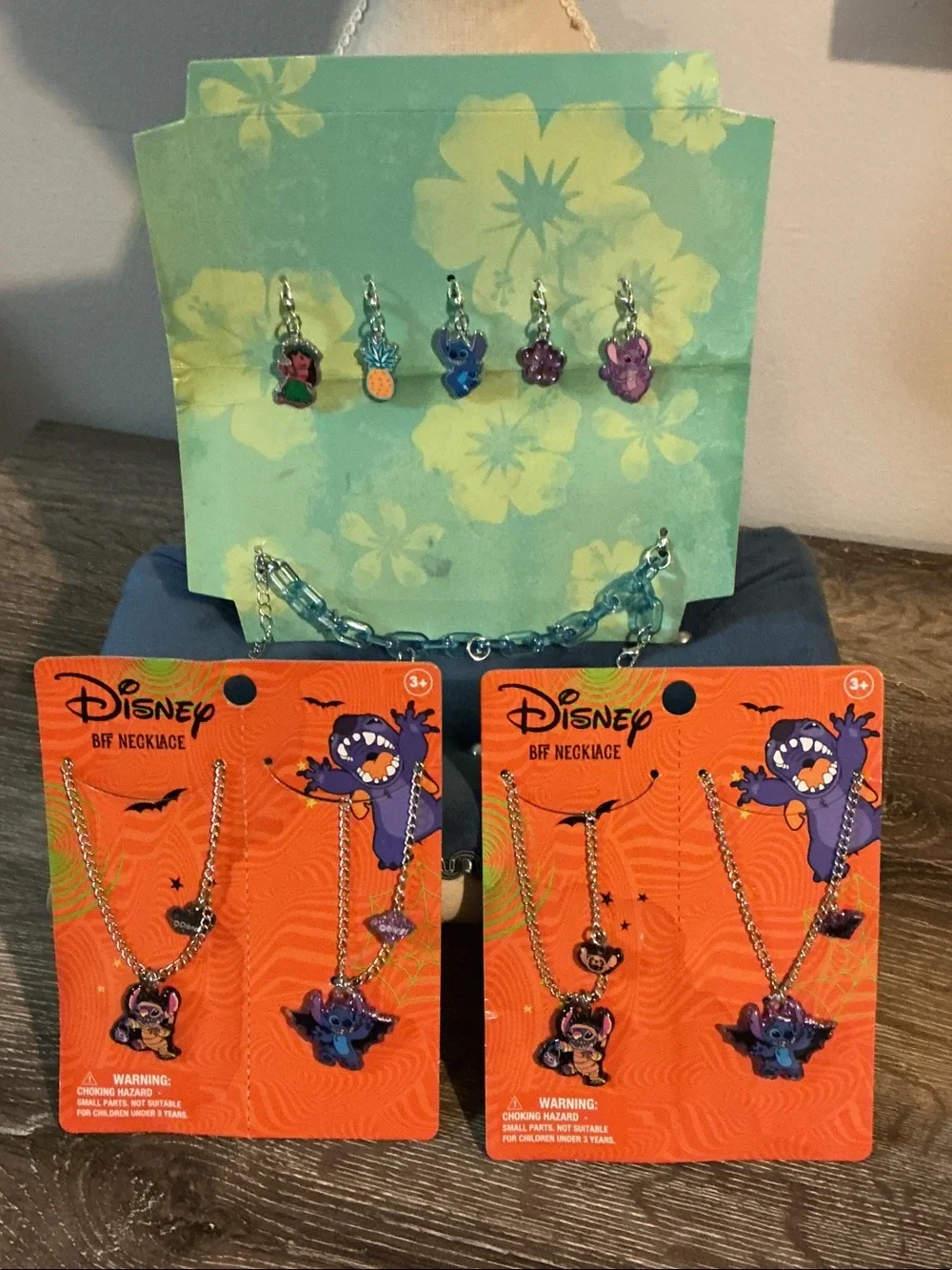 Disney Stitch NWT Stitch and Character Charm Bracelet & TWO BFF Necklace Sets